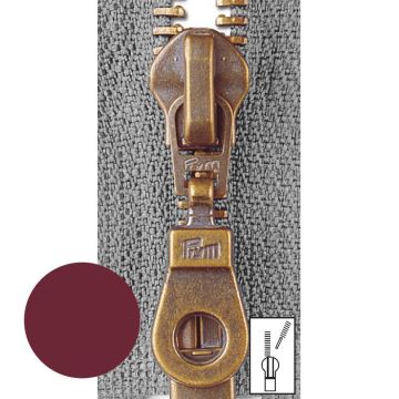 Prym Ritssluiting Metaal 6mm Antiek Messing Deelbaar Bordeaux #750 55 cm