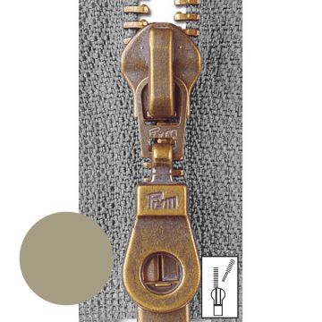 Prym Ritssluiting Metaal 6mm Antiek Messing Deelbaar Khaki #837 40 cm