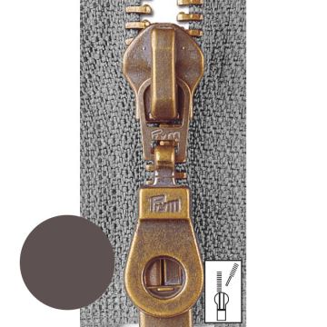 Prym Ritssluiting Metaal 6mm Antiek Messing Deelbaar Donker Bruin #881 35 cm