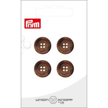 Knoop 4 gaatjes 15mm bruin mat 4st