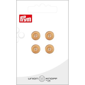 Knoop hout 4 gaatjes 10mm beige 4st