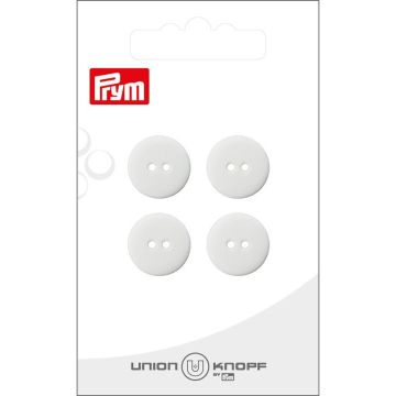 Knoop 2 gaatjes 15mm wit 4st