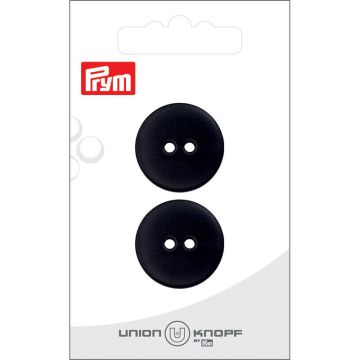 Knoop 2 gaatjes 23mm zwart 2st