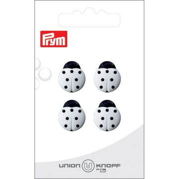 Knoop lieveheersbeestje 14mm wit 4st