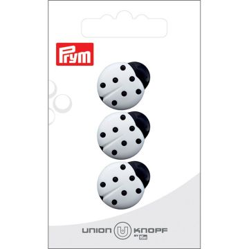 Knoop lieveheersbeestje 18mm wit 3st