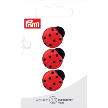 Knoop lieveheersbeestje 18mm rood 3st