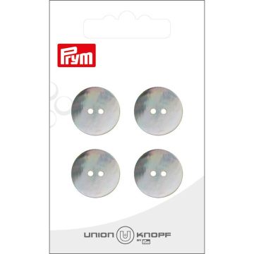 Knoop parelmoer 2 gaatjes 18mm wit 4st
