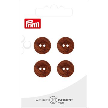 Knoop 2 gaatjes 15mm donkerbruin 4st