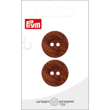 Knoop 2 gaatjes 23mm donkerbruin 2st