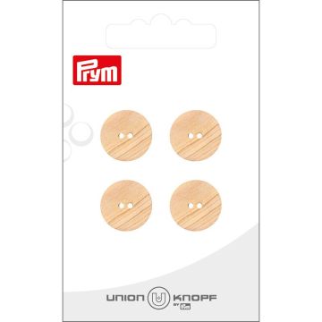 Knoop hout vlak 2 gaatjes 15mm beige 4st