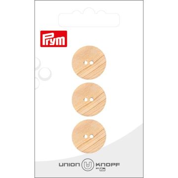 Knoop hout vlak 2 gaatjes 18mm beige 3st