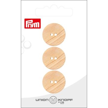 Knoop hout vlak 2 gaatjes 20mm beige 3st