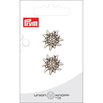 Knoop metaal bloem 20mm zilver 2st