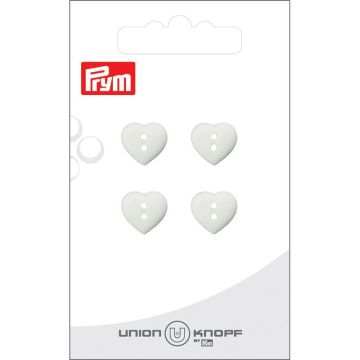 Knoop hart 2 gaatjes 12mm wit 4st