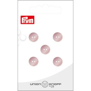 Knoop glans 2 gaatjes 10mm lichtroze 5st