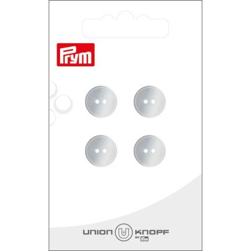 Knoop glans 2 gaatjes 12mm wit 4st