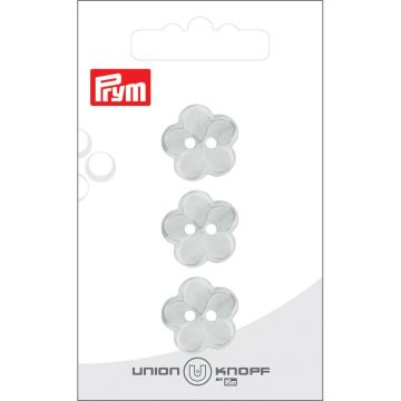 Knoop bloem 2 gaatjes 18mm wit 3st