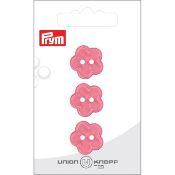 Knoop bloem 2 gaatjes 18mm roze 3st