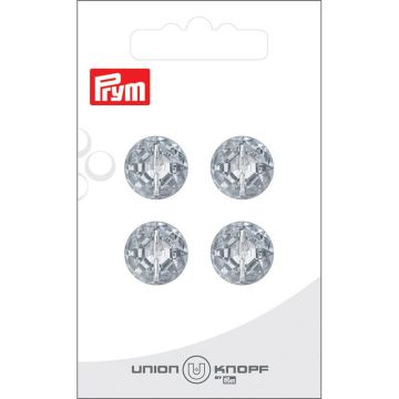 Poly-btn shank 15mm transparent 4pc