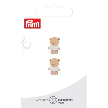 Kunststof 2 gaatjes Beer 15mm wit 2st