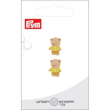 Kunststof 2 gaatjes Beer 15mm geel 2st