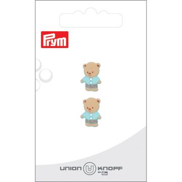 Kunststof 2 gaatjes Beer 15mm l.blue 2st