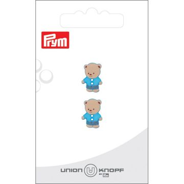 Kunststof 2 gaatjes Beer 15mm blue 2st