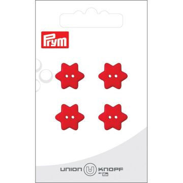 Kunststof 2 gaatjes 15mm ster rood 4st
