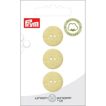 Cotton-poly recycled 2 gaatjes 18mm geel 3st
