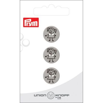 Knoop Kunststof Girl 15mm grijs 3st