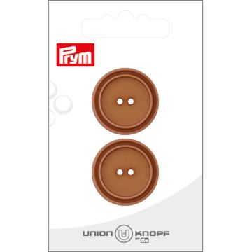 Knoop Poly-knoop 2gaatjes 25mm medium bruin 2pc