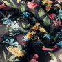 Velours bloemen zwart multicolor