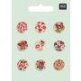 Hout Knopen assortiment FLORAL, 9 ST.